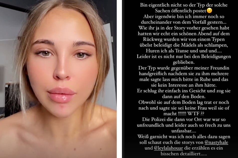 Model Anastasia Hale (23, l.) bestätigte die Attacke gegen sie in Frankfurt, ebenso der Berliner Promi-Fotograf Lucca Brand mit einem längeren Text auf Instagram.