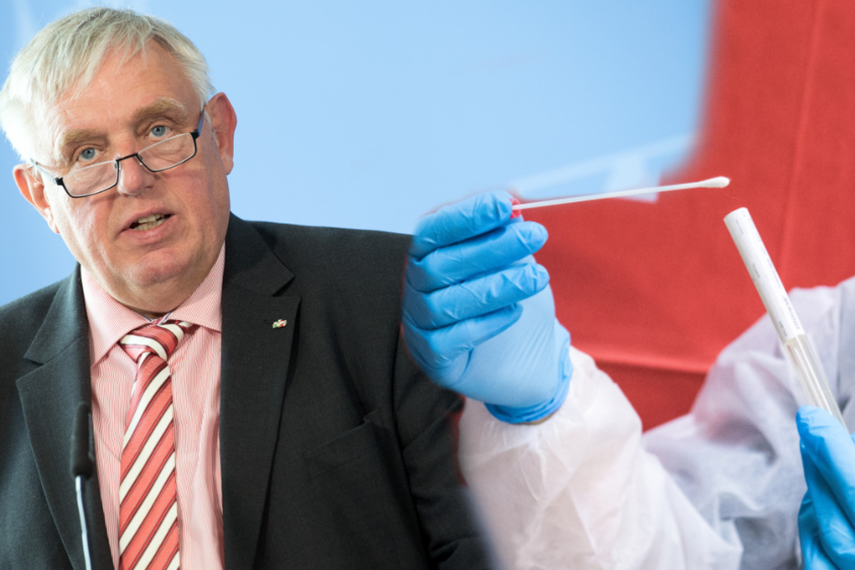 NRW-Gesundheitsminister Karl-Josef Laumann (63, CDU) findet Corona-Auflagen an Flughäfen "absolut richtig". (Fotomontage)