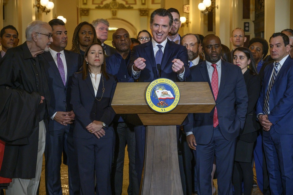 California Gov. Gavin Newsom speaks during a news conference at the state Capitol on March 13, 2019, after he announced a moratorium on the death penalty.