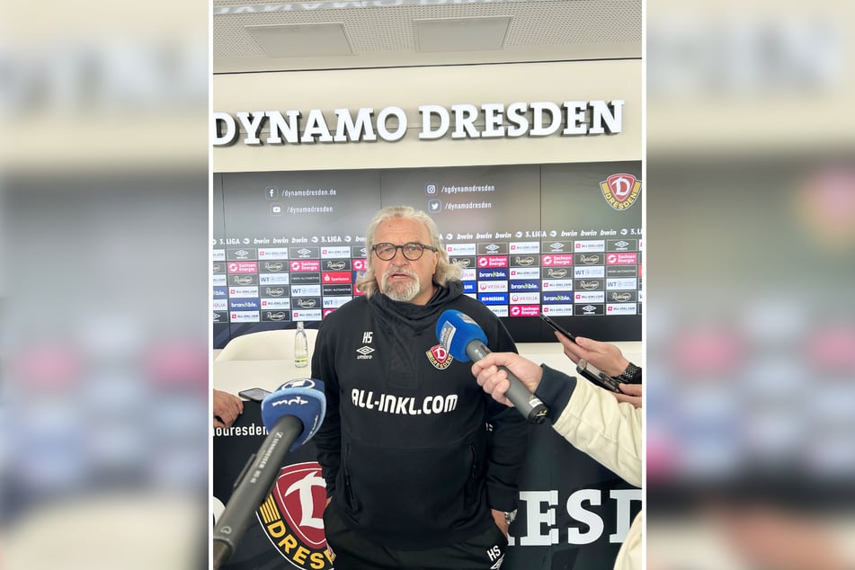 War in der Medienrunde ein gefragter Mann: Heiko Scholz, Dynamos Kopf des Interims-Trainer-Trios. Er ist heiß auf den Pokalabend in Zwickau am heutigen Mittwoch.