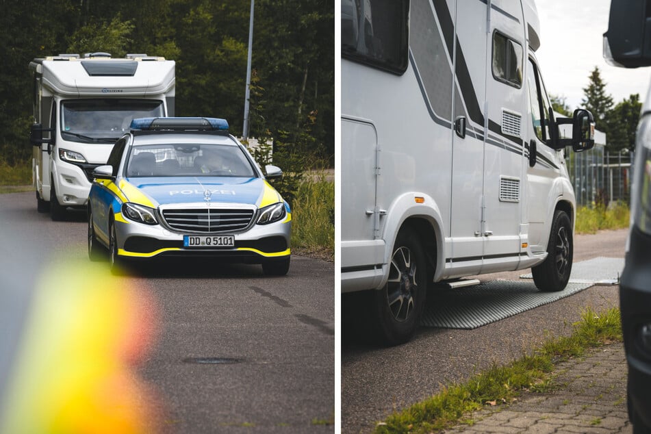 Die Polizei begleitete am Freitag Wohnmobile und Anhänger für eine Kontrolle von der A4. Bei der Überprüfung wurden die Fahrzeuge auch gewogen.