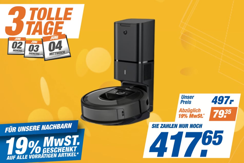 iRobot-Staub/Wischroboter Roomba Combo i8+ für 417,65 statt 497 Euro.