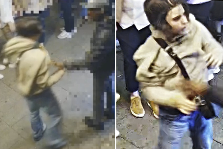 Auf den Videos ist der bislang unbekannte Tatverdächtige zu erkennen. Er trug einen beigefarbenen Kapuzenpullover.