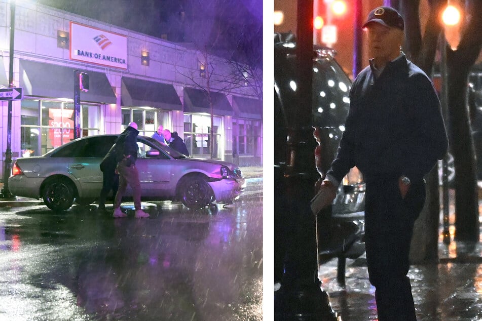 On Sunday night, a car with a driver accused of being intoxicated crashed about 130 feet from Joe Biden as he left his presidential campaign headquarters in Wilmington, Delaware.