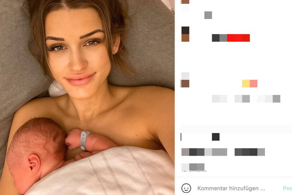 Neele Bronst (24) kurz nach der Geburt ihres Babys.