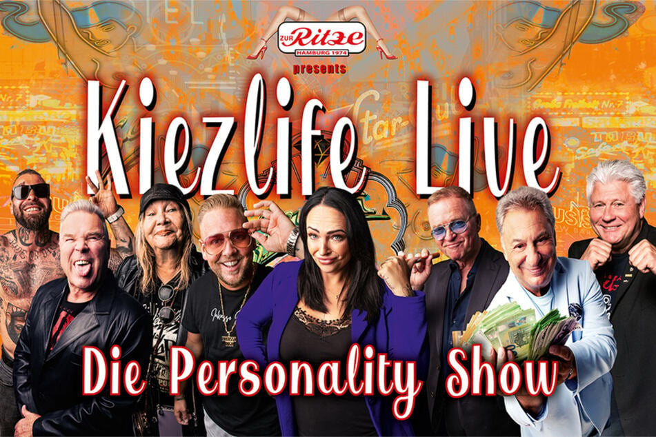 Alle Protagonisten, die im November bei "Kiezlife Live" auftreten werden: Geschäftsmann Cü (v.l.n.r.), Clubbetreiber Fritz Forster, Kult-Groupie Carmen, Comedian "Inkasso Ingo", Geschäftsfrau Ricarda Belmar, Bordellier "Schnecke", "Milliarden Mike" und Ritze-Betreiber Carsten Marek.