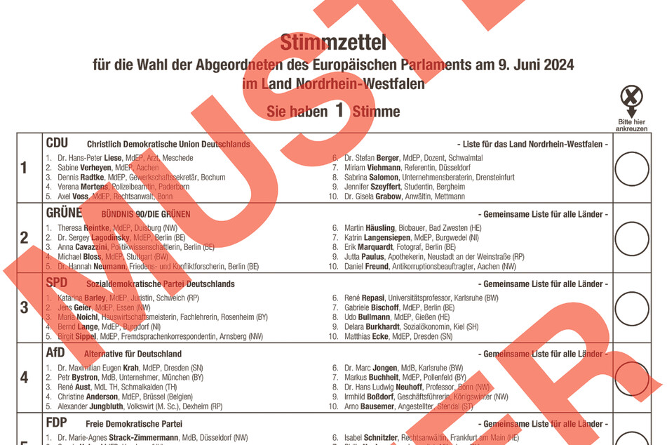 Bis zu 320 Dresdner erhielten für die Europawahl Stimmzettel aus Nordrhein-Westfalen (NRW).