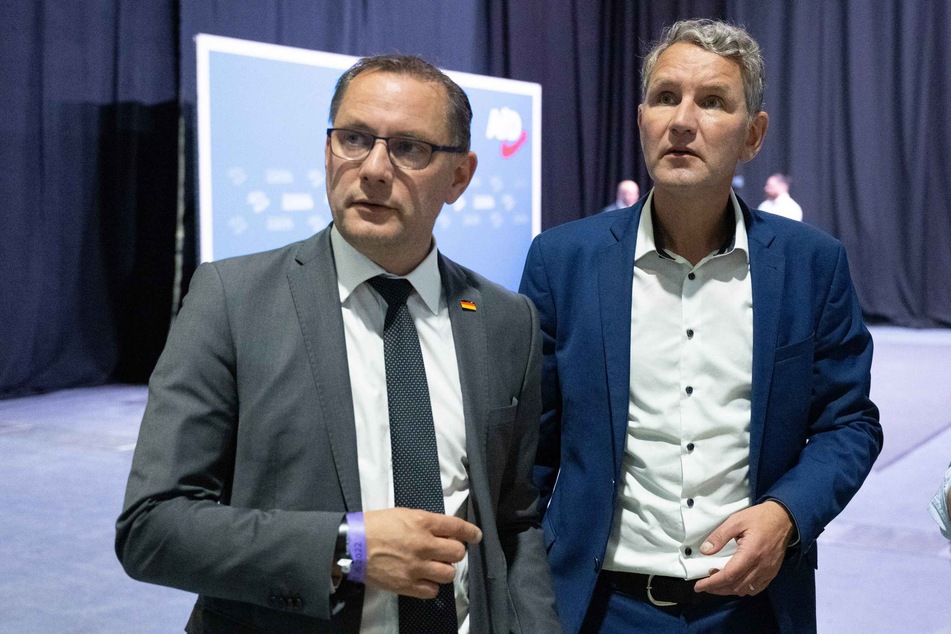 Zwei AfD-Männer unter sich: Tino Chrupalla (47, l.) und Björn Höcke (50).