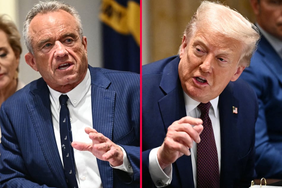 President Donald Trump (r.) is parroting conspiracy theories supported by Health and Human Services Secretary Robert F. Kennedy Jr.