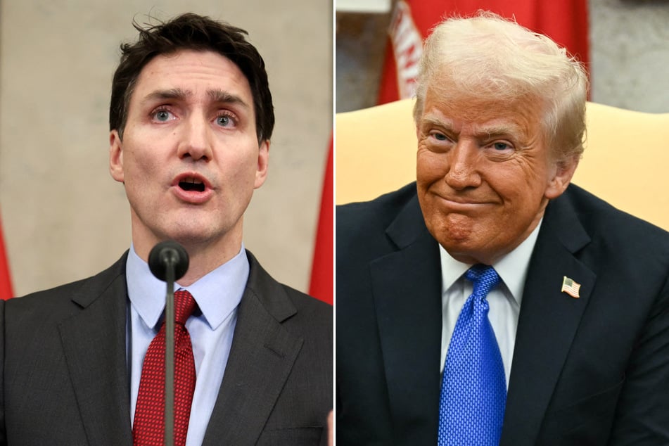 Prime Minister Justin Trudeau (l.) told an economic summit Friday that President Donald Trump is serious about annexing Canada to access its natural resources.