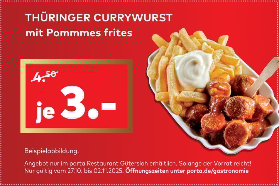 Den Coupon sichern und an der Kasse im porta Restaurant Gütersloh vorzeigen!