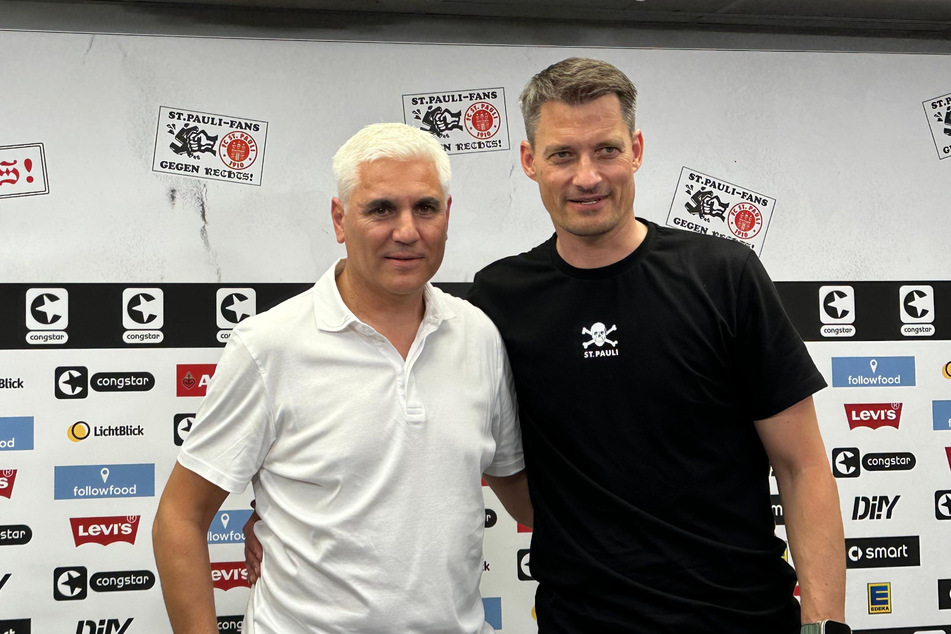 Sie wollen den FC St. Pauli zusammen in der Bundesliga etablieren. Sportchef Andreas Bornemann (52, l.) und Neu-Coach Alexander Blessin (51).