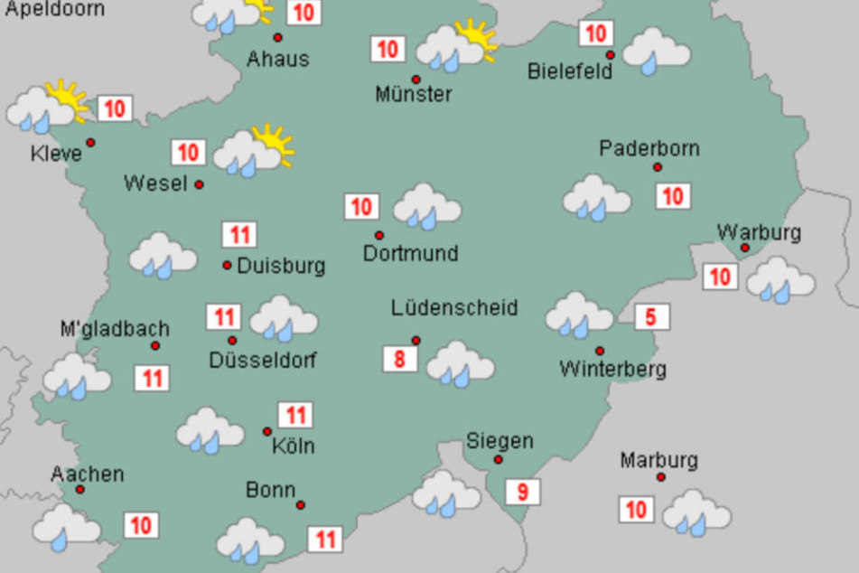 In den nächsten Tagen ist in NRW immer wieder mit Schauern zu rechnen. Zudem wird es herbstlich-kühl.