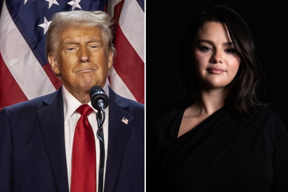 Selena Gomez (r.) has shared her reaction to the 2024 presidential election, which saw Republican Donald Trump win a second term in the White House.