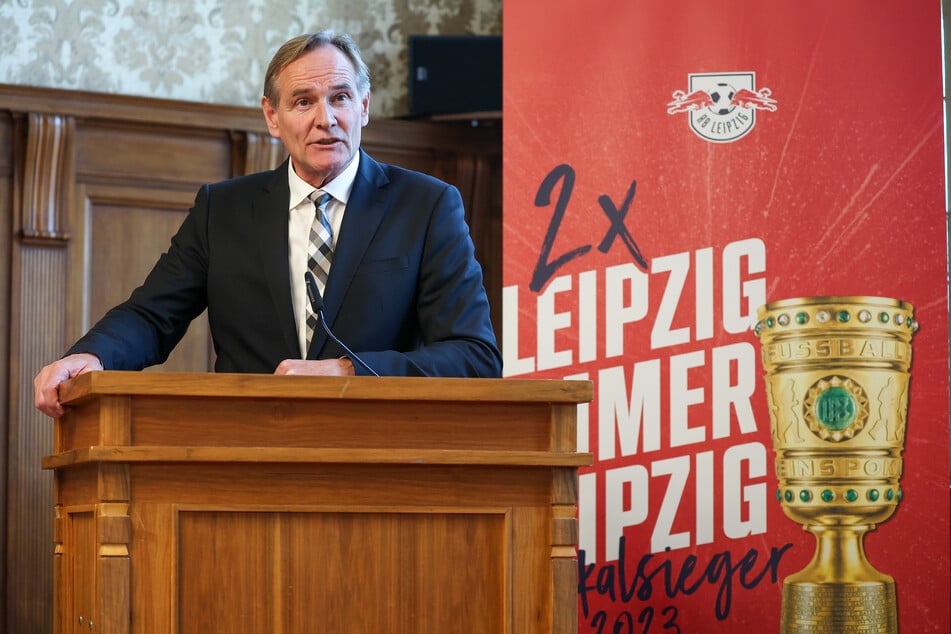Leipzigs Oberbürgermeister am Sonntag beim Empfang der Pokalsieger im Rathaus.