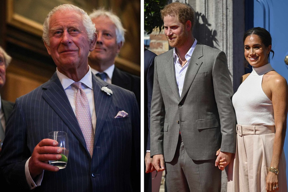 Did Prince Harry and Meghan Markle (r.) get snubbed of an invitation to join the royal family at the upcoming birthday parade for King Charles?