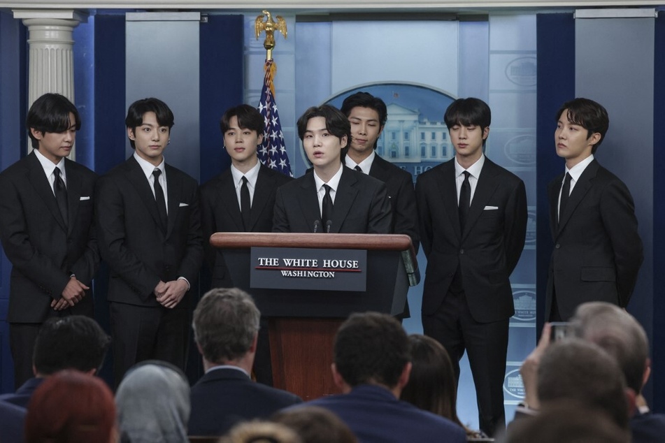 BTS members speak at the daily press briefing at the White House on May 31, 2022, in Washington DC.