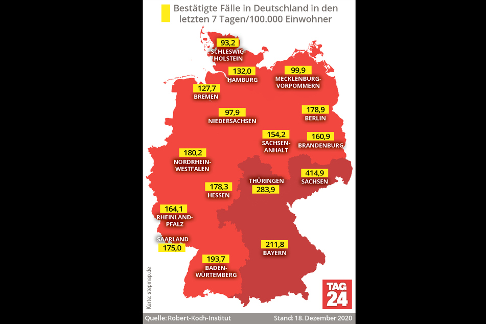 Die aktuellen Corona-Fallzahlen in Deutschland.