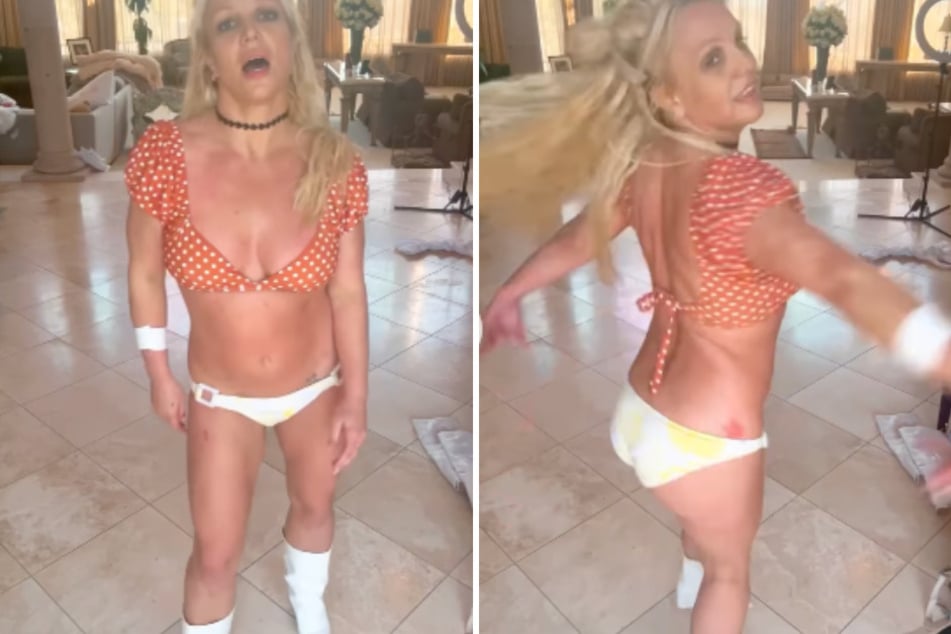 Many fans noticed a visible gash and bandage on Britney Spears after her video dancing with knives went viral.