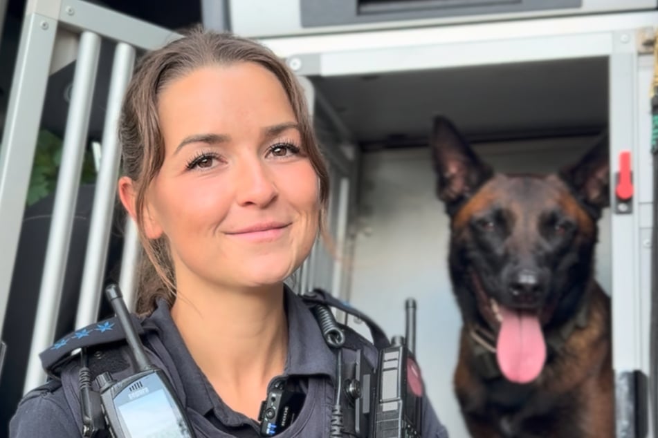 "Talli" (32) verbringt 24 Stunden mit ihrem Diensthund Juno. Der Schutzhund teilt sich das Zuhause mit zwei Katzen und einem zweiten Hund.
