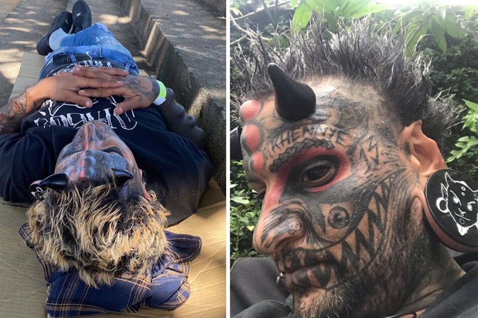 Tattooed father with horn implants gets banned from church