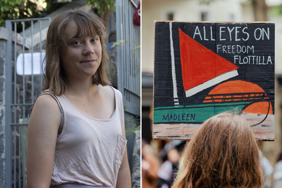 A humanitarian boat bound for Gaza, with 12 activists on board – including Swedish climate campaigner Greta Thunberg (l.) – will continue its journey "until the last minute", campaigners said on Sunday.