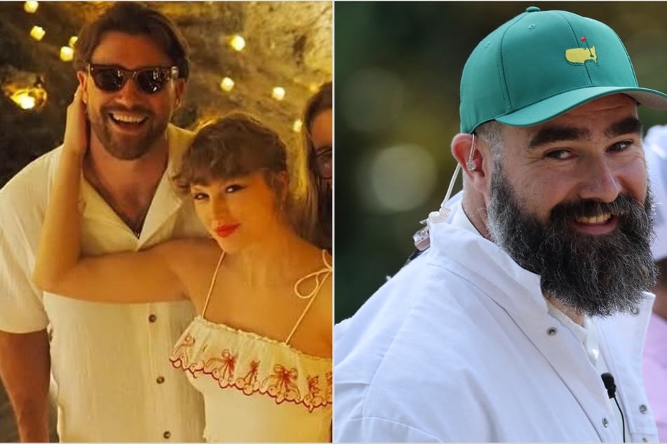 Jason Kelce revealed that Travis (l) surprised Taylor Swift with a surprise performance at their Madison Square Garden wedding.