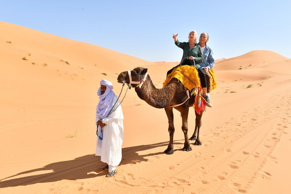 Die Gäste vom "Traumschiff" in der Wüste Marokkos.