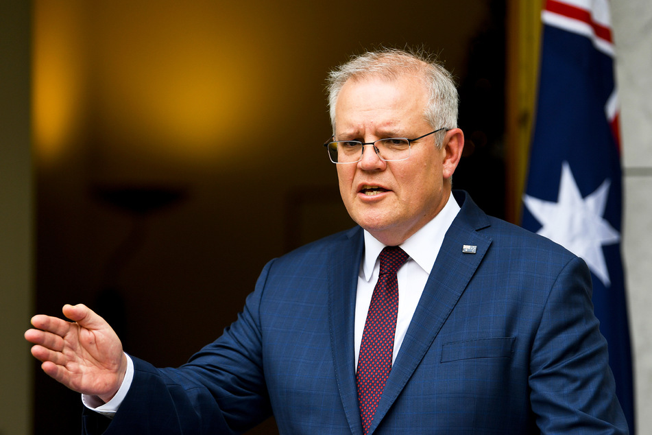 Scott Morrison, Premierminister von Australien, spricht während einer Pressekonferenz im Parlamentsgebäude in Canberra.