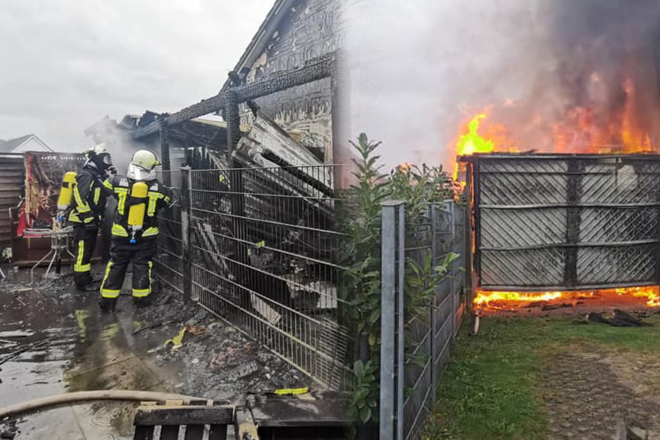 Die Feuerwehr im Einsatz. (Fotocollage)