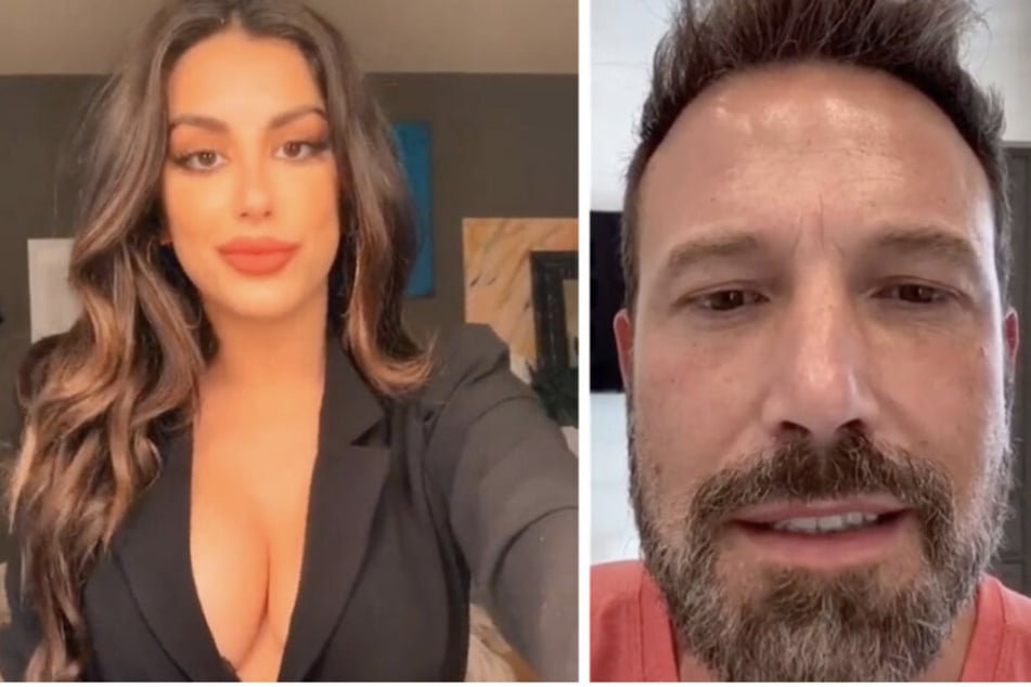 Nivine Jay publically blew up Ben Affleck's spot in a TikTok video, after he called her out for unmatching with him on Raya (collage).