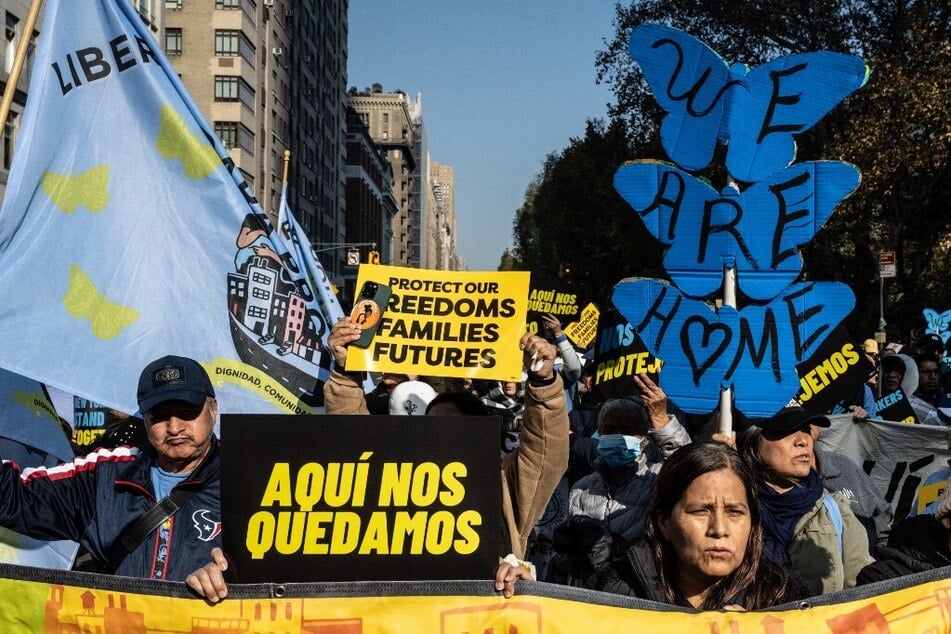 Immigrants and allies in New York City march against the upcoming Donald Trump administration and his proposals for mass deportations.