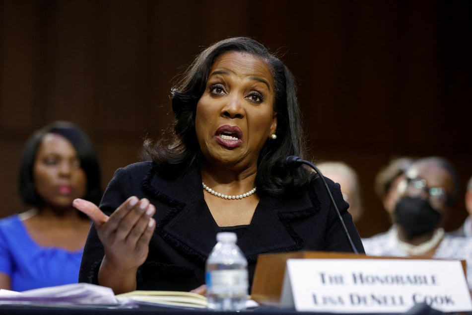 Lisa Cook testifies before a Senate Banking Committee hearing on her nomination to be a member of the Federal Reserve Board of Governors (for a second term) on June 21, 2023.