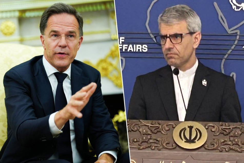 Iran's foreign ministry spokesperson Esmaeil Baqaei (r.) condemned NATO Secretary General Mark Rutte's comments suggesting the bloc had supported the US war on his country.