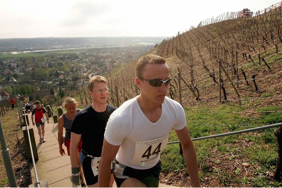 Die mehr als 300 Stufen im Radebeuler Weinberg hoch- und runterlaufen ist so schon eine kraftraubende Angelegenheit.