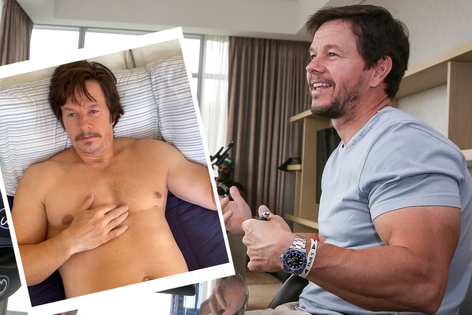 Less than a month ago, Wahlberg was completely ripped, now he's got a beer belly.