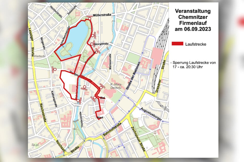 Wegen des Firmenlaufs sind etliche Straßen in der Chemnitzer Innenstadt gesperrt.