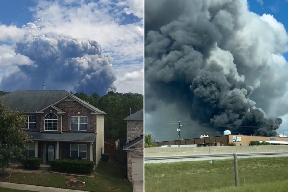 Authorities in Georgia on Sunday issued evacuation orders after a chemical plant caught fire near Atlanta, sending up plumes of black smoke.