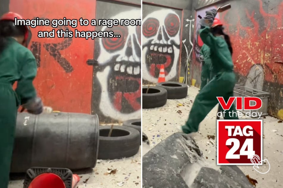 viral videos: Viral Video of the Day for February 20, 2026: Girls try to break glass bottle at rage room – but it won't shatter