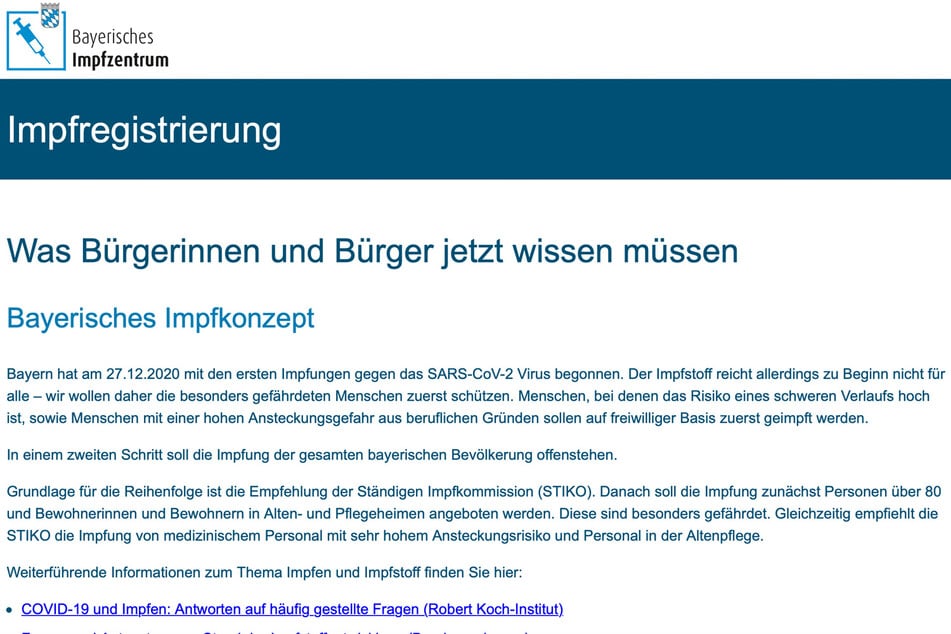 Auf der Homepage des Bayerischen Impfzentrums kann man sich online registrieren.