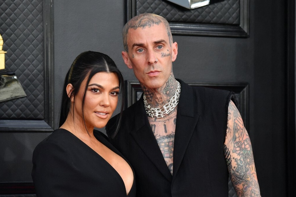 Kourtney Kardashian and Travis Barker at the 64th Annual Grammy Awards on April 3.