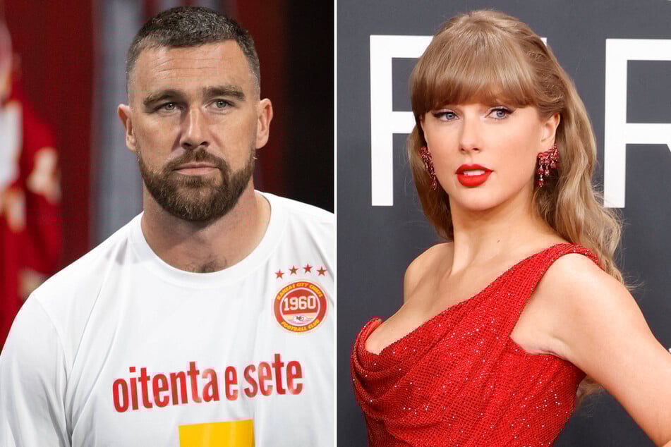 Taylor Swift (r.) and Travis Kelce are reportedly planning to keep their wedding "more private" after breaking the internet with their engagement news last month.