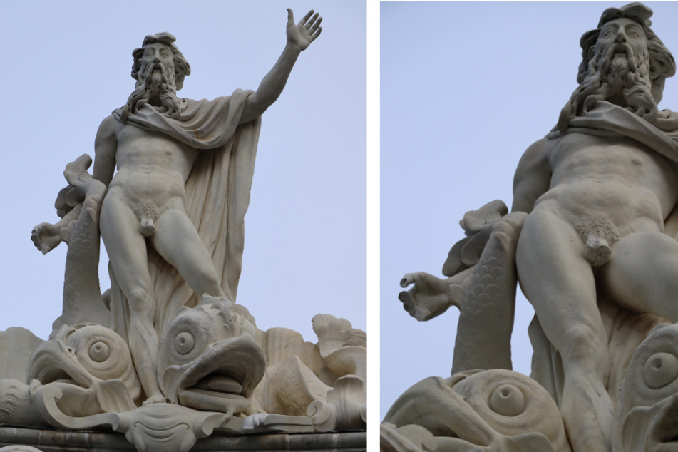 Die Statue des Neptun im Park Sanssouci wurde schwer beschädigt.
