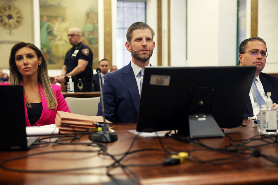 Eric Trump (c), executive vice president of Trump Organization Inc., during his civil fraud trial at New York State Supreme Court on Friday in New York City.