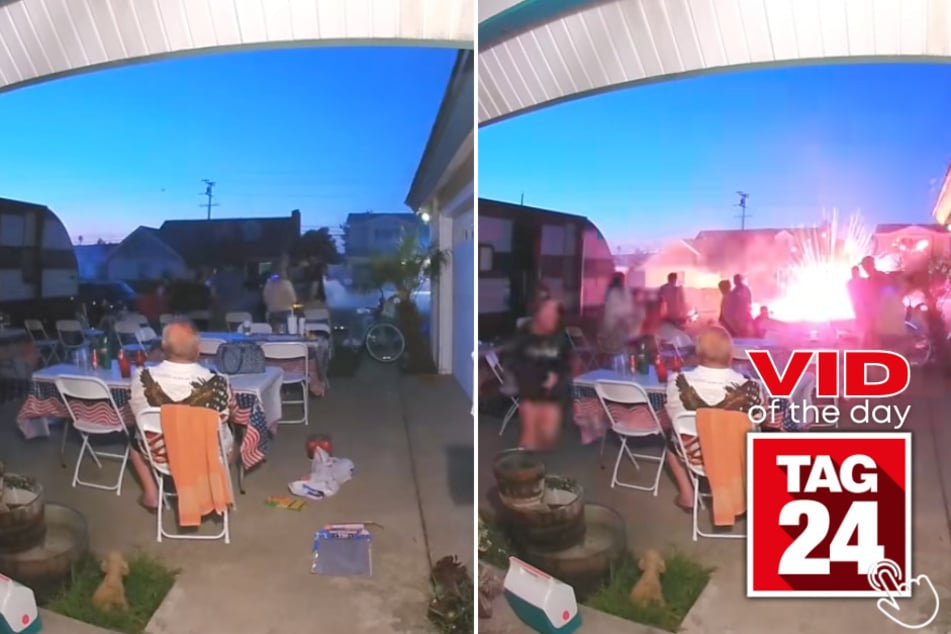 This family freaked out as their neighbor's fireworks show goes horribly wrong!