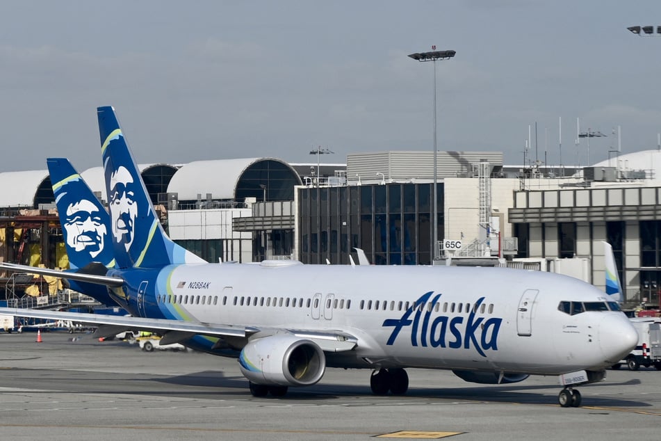 An Alaska airlines plane is pictured at Los Angeles International Airport in California.