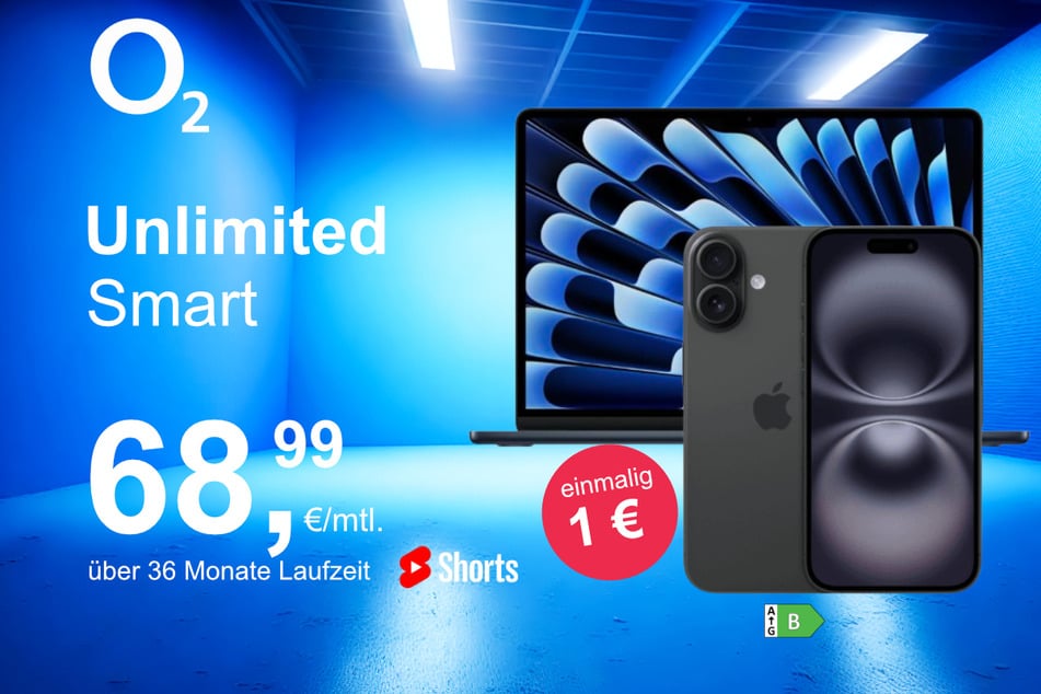 Das iPhone 16 mit MacBook Air 13 im Bundle für nur 1 Euro exklusiv bei o2.
