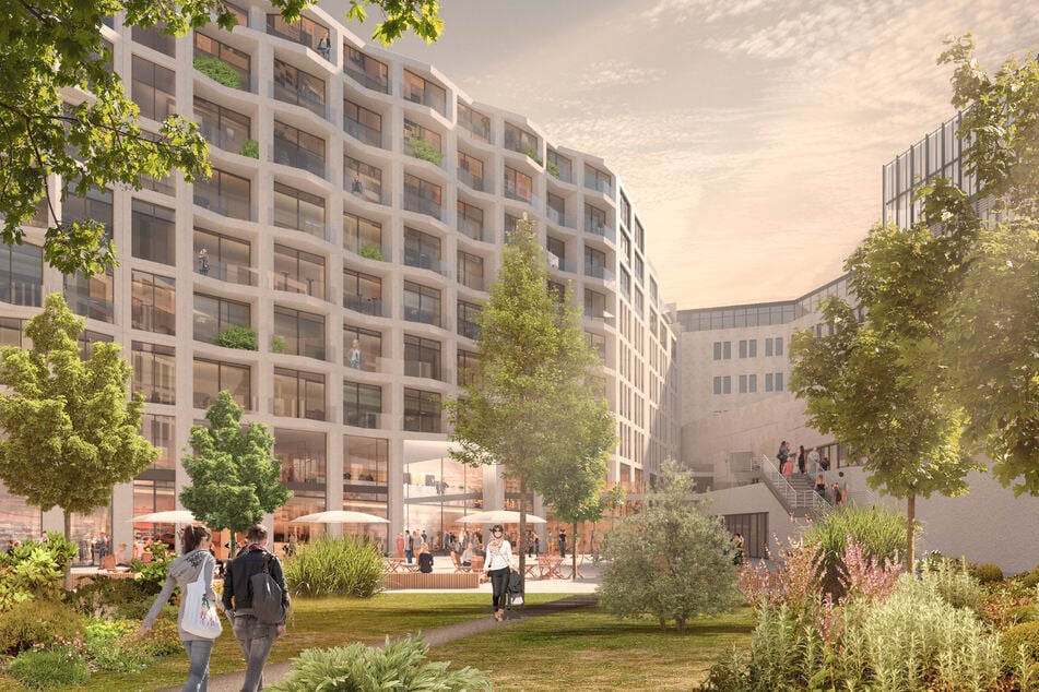 Eine grüne Oase als Innenhof, acht bis neun Etagen: So stellen sich die Planer den Bau am Ferdinandplatz vor.