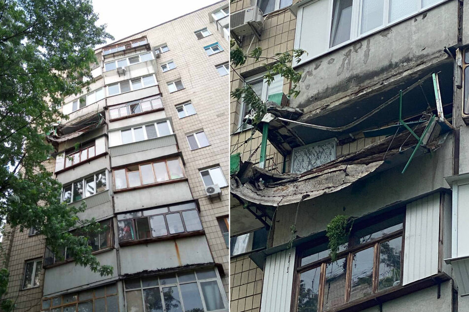 The balcony on the sixth floor of an apartment block could not withstand the "garden construction" of a resident and rushed down under the weight of earth and strawberries.