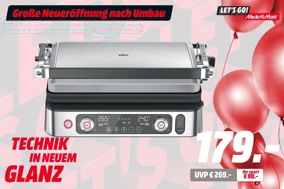 Braun-Kontaktgrill für Multigrill 9 Pro CG 9160
für 179 statt 269 Euro.